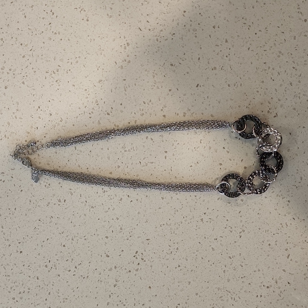LIA SOPHIA Multistrand Silvertone Circle Necklace